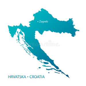 克罗地亚地图高度详细的蓝色矢量