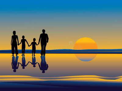 一家人散步图片-一家人散步素材-一家人散步插画-摄图新视界