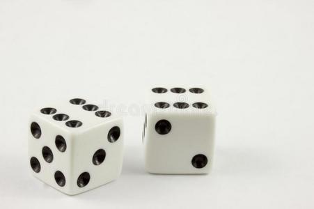 骰子的六面六对骰子六个骰子被隔离在白色