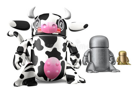 可爱的奶牛玩具机器人