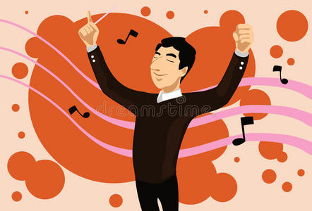 指挥棒的音乐指挥乐队指挥音乐手卡通狮子音乐指挥音乐指挥手指示用