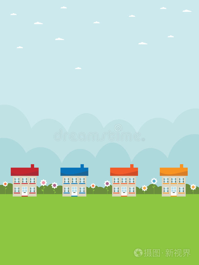 一排房子插画-正版商用图片0jfln7-摄图新视界
