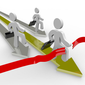 终点商界人士竞相越过终点线照片