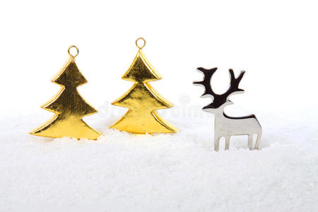 驯鹿 圣诞节 假日 动物 庆祝 冬天 愉快的 金属