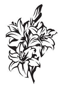 水彩画桃花枝与花百合花, 牡丹, 玫瑰, 芽和花瓣水彩图案百合春天里