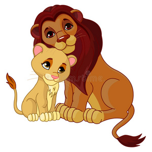 狮子和幼崽在一起