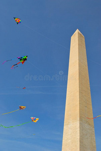 在华盛顿的天空中放风筝图片