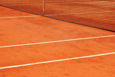 网的细部和网球场的线条