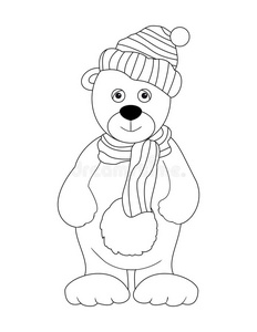 戴帽子的小熊,黑白相间照片