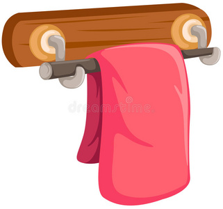木架子上的粉红色毛巾图片
