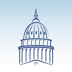 美国国会穹顶矢量图插画