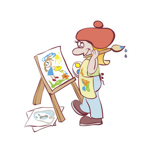 卡通画家男人图片