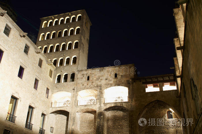 过去的 外部 宫殿 兴趣 场景 巴塞罗那 普拉卡 欧洲 德尔