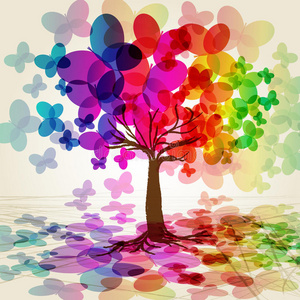 抽象的彩色树。