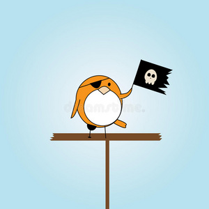 卡通海盗旗鸟