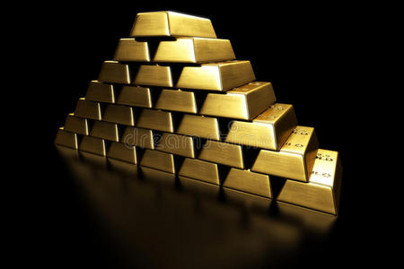 堆成金条堆成金字塔状插画