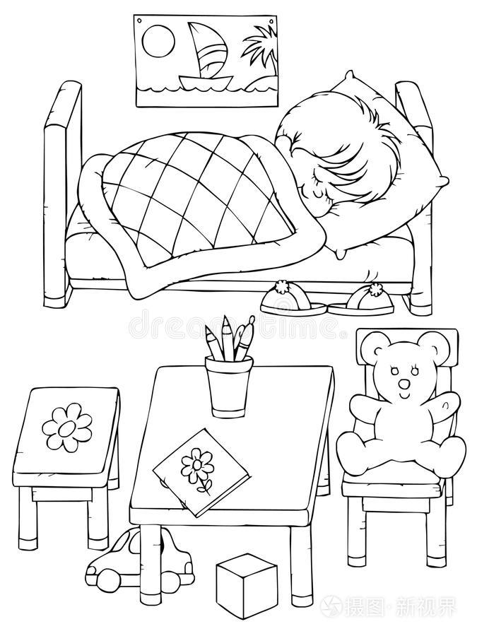 熟睡的男孩插画-正版商用图片0jlbl7-摄图新视界