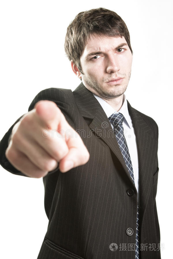 愤怒的老板或愤怒的商人指指点点