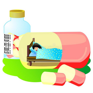 安眠药插画-安眠药手绘-安眠药卡通图-摄图新视界