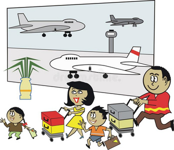 非洲家庭机场卡通