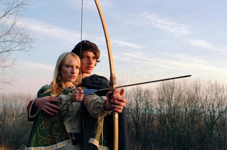 弓箭射击中世纪弓箭手照片