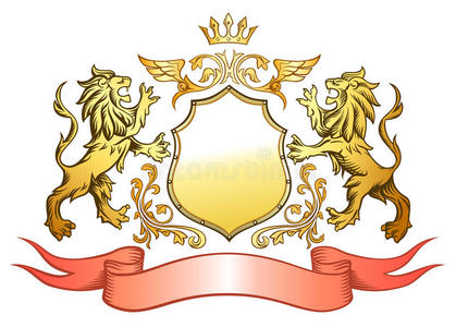 金狮盾和王冠徽章