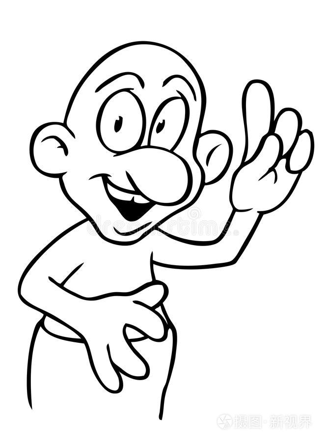 笔集卡通复活节兔子蛋一个男人挠头的卡通画带空白标志的卡通人滑稽