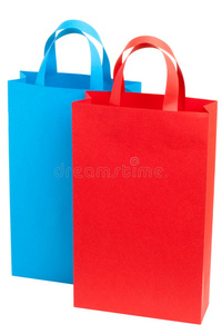 两个蓝色和蓝色的购物袋
