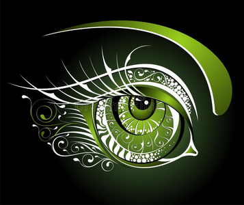 光学沙龙花绿色的眼睛照片