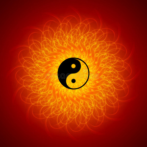 曼陀罗背景下的阴阳照片