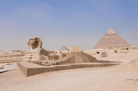 金字塔 阻碍 微笑 埃及学 狮身人面像 新的 寺庙 卡弗雷