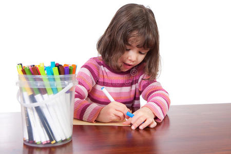 儿童彩笔女童绘画艺术图片