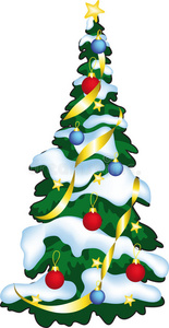 装饰圣诞树的矢量图。