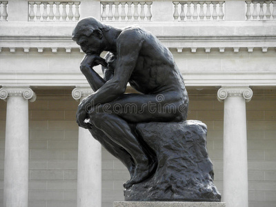 思想狭隘罗丹《思想者》侧影照片