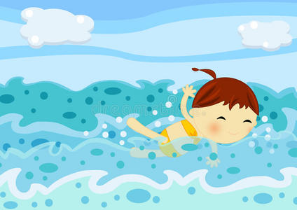 游泳的小女孩图片