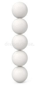五个白色的高尔夫球
