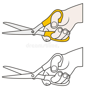 手拿剪刀卡通人物拳击手狗的姿势矢量手绘制的插画三可爱动漫猫美人鱼