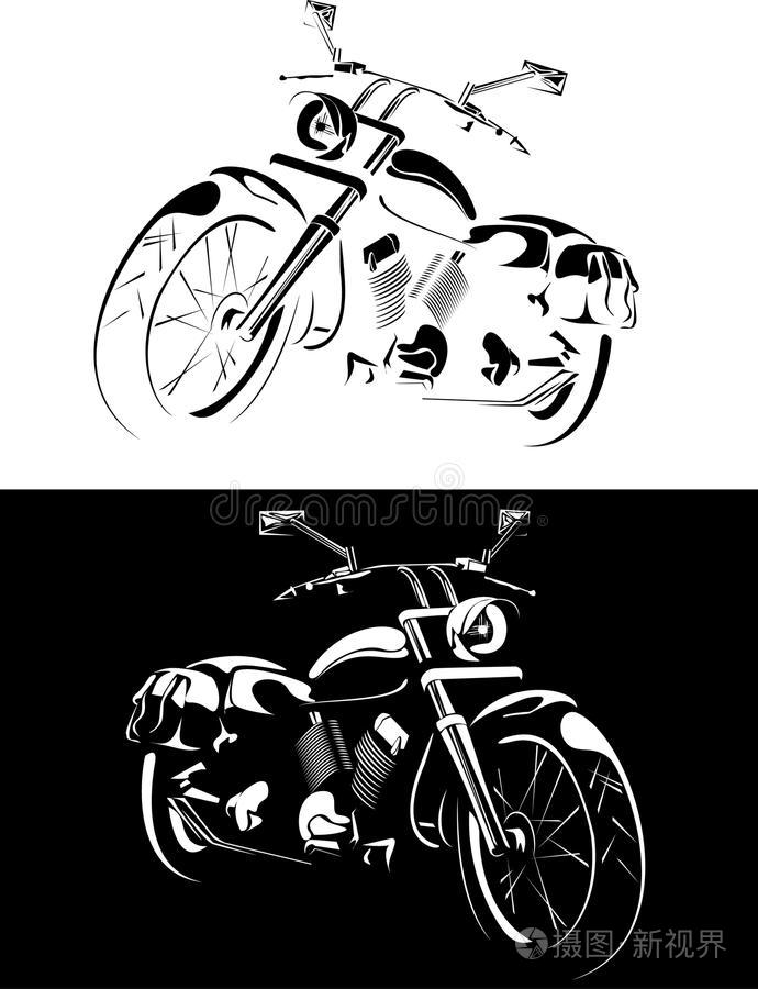 摩托车在黑白背景上是孤立的