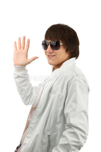 告别手势男人挥手告别照片