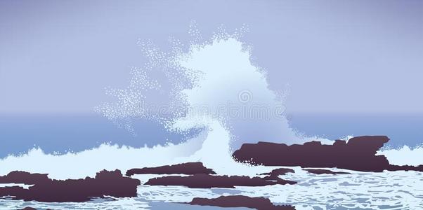 太平洋巨浪撞上岩石