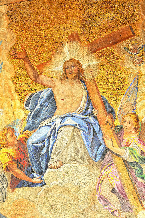 狗和狮子威尼斯马赛克圣马可大教堂详图基督教横幅与圣经和十字架st