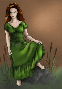 穿绿衣服的沼泽女巫照片