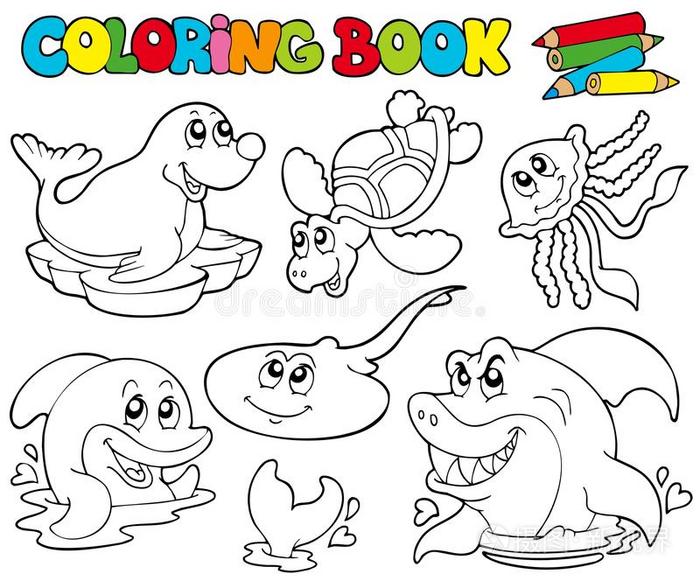 海洋动物着色书1插画 正版商用图片0jt43d 摄图新视界