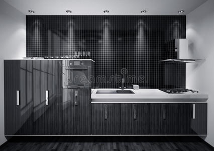 现代厨房3d室内设计
