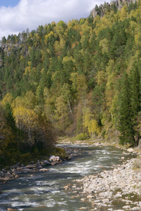 秋天的河流景观。