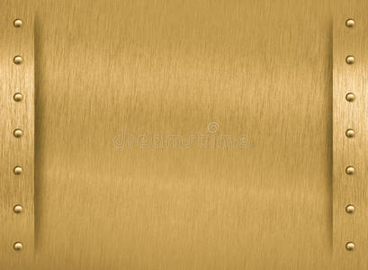 带边框和铆钉的黄铜或青铜金属板