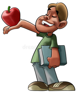 学生和红苹果