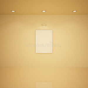 房间中的空白框架，三维插图