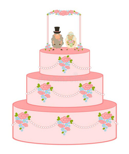 粉红甜美的结婚蛋糕