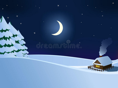 圣诞冬夜小木屋